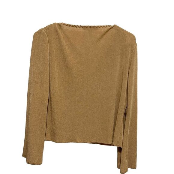 St. John Couture Fashion Fit Camel Color Embellished Sweater Size Small - Picture 6 of 6